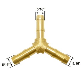 Joywayus Hose Barb Fitting 5/16" Barbed Fitting 3 Way Y Shaped Union Brass Fitting