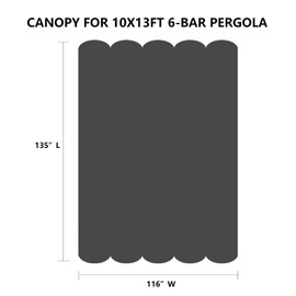 BOJAVOM Pergola Shade Cover for 10' X 13' Deck Porch Outdoor Retractable Durable Yarn-Dyed Fabric Canopy Replacement Cover Top Only Gray