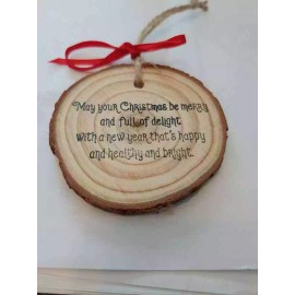 Rustic Wood Slice Christmas Elf  Ornament/Tag - 'No Peeking"