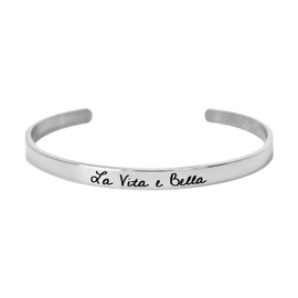 Cultured Quotes Stainless Steel La Vita E Bella Bracelet
