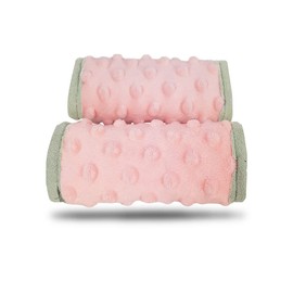 DODO NICI car seat strap cover for baby, seat belt cover cushion, belt pads fit baby carrier/pushchair/stroller, cozy peace dotted minky, solid pink
