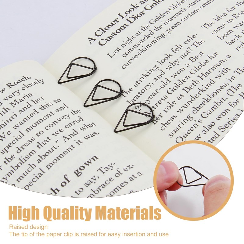 Pack of 200 Durable Paper Clips, Water Drop Shape Paper