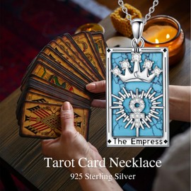 MISTBEE Tarot Card Necklace Sterling Silver The Empress Tarot Cards Pendant Necklace VLucky Talisman Tarot Jewelry Gifts for Women, 18 inch, Sterling Silver, No Gemstone
