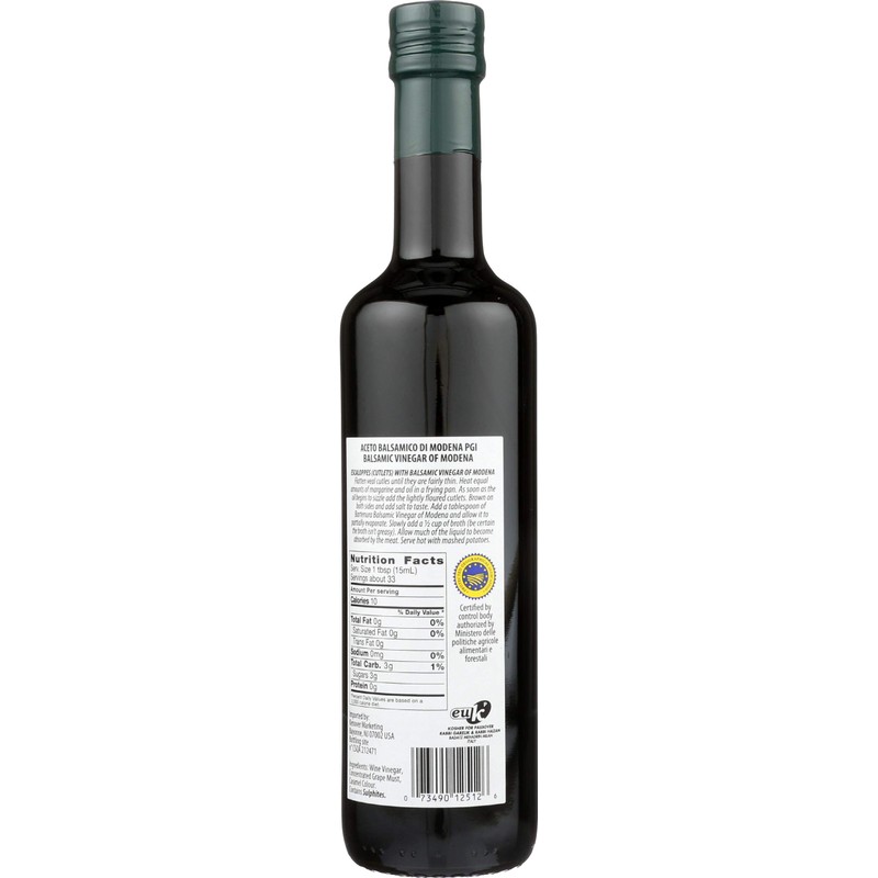 Bartenura Balsamic Vinegar of Modena Italy, 16.9 oz Glass Bottle,