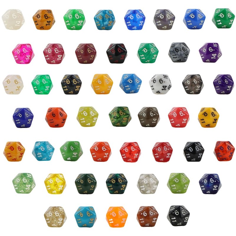 Anevios 50 Piece Colourful Dice Set Polyhedral Dice d20 with
