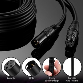 Relaxweex 12 Pcs 25 Feet XLR Cable, 3-Pin XLR Male to Female Premium Balanced Microphone Cable, Stage Grade All Copper Conductors for Studio DJ Podcast Mixers Mics PA Systems, Black