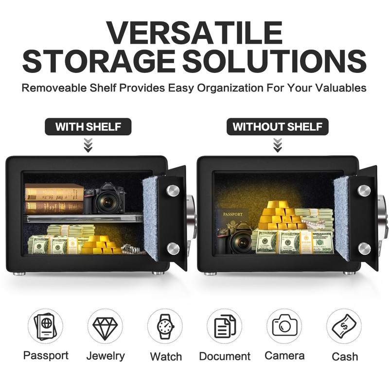 Safe for Home, 1.0 Cubic Feet Small Safe with Removable