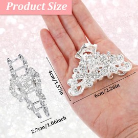 Mabor Elegant Rhinestone Hair Claw Clip for Women – Small Sparkling Silver Alloy Jaw Clip, Vintage Bling Hair Accessory for Party, Wedding, Dinner & Special Occasions