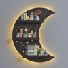 Crescent Moon Shelf with LED Light, Trinket Display Shelf &