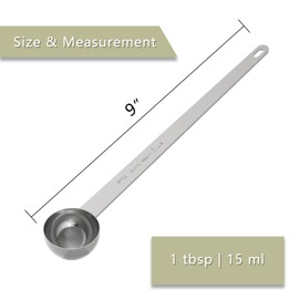 LEIFENY 1PCS 1 Tablespoon Coffee Scoop, 9" Long Handle Measuring Spoon, One tbsp (15 ml) Stainless Steel Scooper