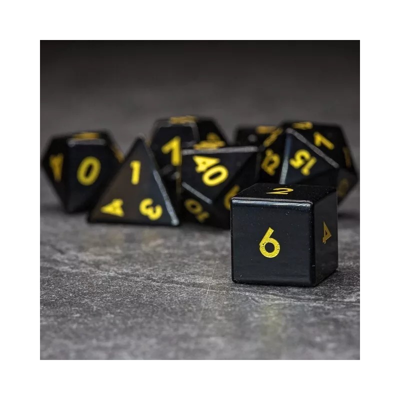 Sage's Treasures - Obsidian Gloss Finish Polyhedral Dice Set Dungeons
