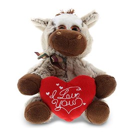 DolliBu Sitting Floppy Donkey I Love You Valentines Stuffed Animal - Heart Message - 7 inch - Super Soft Plush - Item #K5019-5998