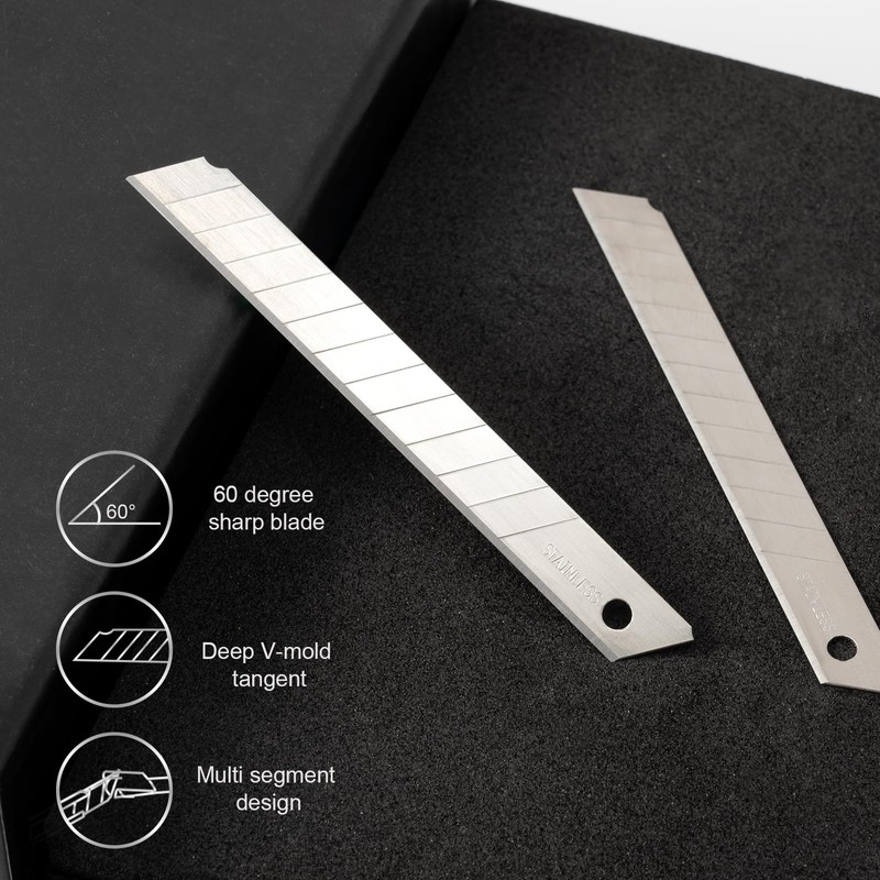 Gomake 9mm Utility Knife Replacement Blades, Snap Off Blades for