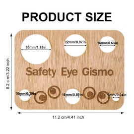 Generisch Safety Eyes Tool for Amigurumi Craft Eye Tool Wooden Safety Eyes Insertion Tool for Crocheted Plush Toy Eyes 6/10/15/16/22/30 mm