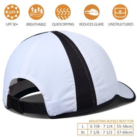 Men's Hats Baseball Cap UPF 50+ Sun Quick Dry Lightweight Breathable Trucker Hat Outdoor Hiking Fishing Run Golf Sports Dad Mesh Hats A Go Running Quick Drying Hat for Women Men White L/XL