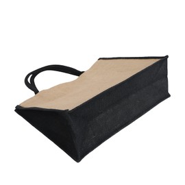 Large Natural Jute Carrier Bags Reusable Shopping Bags with Strong Handle Eco Friendly Shopper Storage Bags Groceries Tote Bag Foldable Food Bags Black, Brown (Brown Size L (17.7x13.8x6.3in))