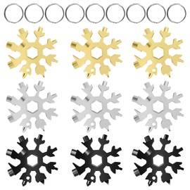 18-in-1 Snowflake Multi Tool, 9 Pack Stainless Steel Snowflake Bottle Opener/Flat Phillips Screwdriver Kit/Wrench, Durable and Portable to Take