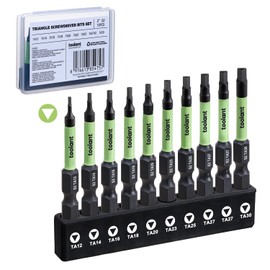 toolant Triangle Screwdriver Set,S2 Steel Triangle Bit Set(2" long Magnetic Heads),1/4 Hex-Shank Tamper-Proof Security Bit Set,Sizes: TA12,TA14,TA16,TA18,TA20,TA23,TA25,TA27 (x2),TA30