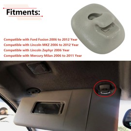 RLB-HILON - Clip de retención para visera solar compatible con Ford Fusion 2006 a 2012 años, para Lincoln MKZ 06 a 12 años, para Lincoln Zephyr 2006, para Mercury Milan 2006 a 2011, color beige