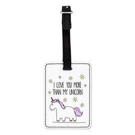 Gift Base Lila I Love You More Than My Unicorn Visual Luggage Tag with Black Strap