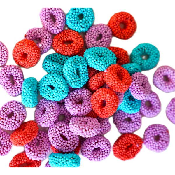 Assorted Fruit Flavored Crunchy Candy Coated Gummy Candy Rings -