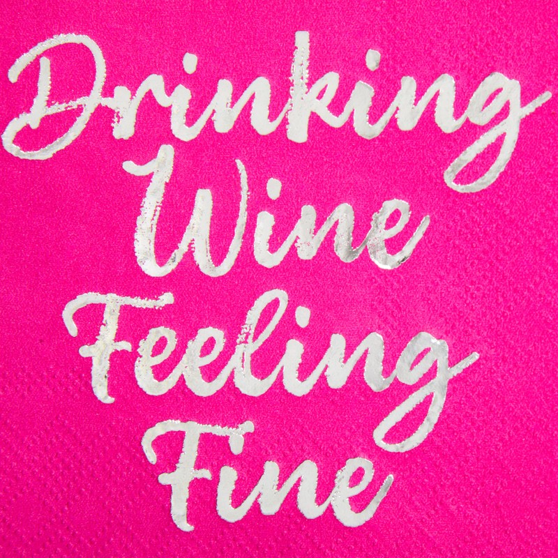 C.R. Gibson TW4-25851 Drinking Wine Feeling Fine Disposable Paper Cocktail