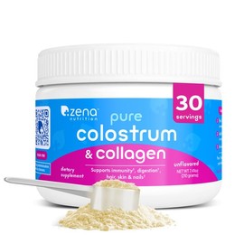 Zena Nutrition Pure Bovine Colostrum & Collagen Powder Supplement for Gut Health, Immune Support, Digestion, Hair, Skin & Nails, Unflavored, Gluten & 