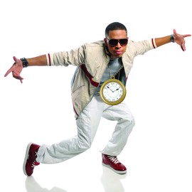 Skeleteen Jumbo Gold Clock Necklace - White Rabbit Clock, 8" Hip Hop Rapper Clock - 1 Piece