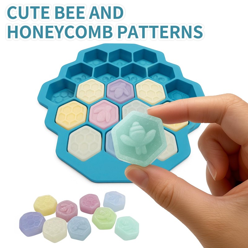 Zilphoba 2pcs Honeycomb Silicone Mold, Non-Stick 19 Cavities Bee Silicone