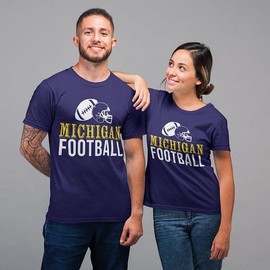 Printbox Originals Michigan Shirt for Men, Michigan Football Shirt, Helmet Fans Gameday Apparel Navy Blue