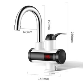3000W Instant Hot Water Faucet Electric Water Heater Tap with LED Digital Display Kitchen Bathroom Water Heating Faucet IPX4 Waterproof 360° Rotatable 220V