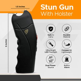 FURY Cyclone Stun Gun with Flashlight, Personal Alarm, Comfort Grip, Rechargeable, Wall Charging, Synthetic Leather Case, Easy Belt Attachment – Self-Defense for Daily Carry