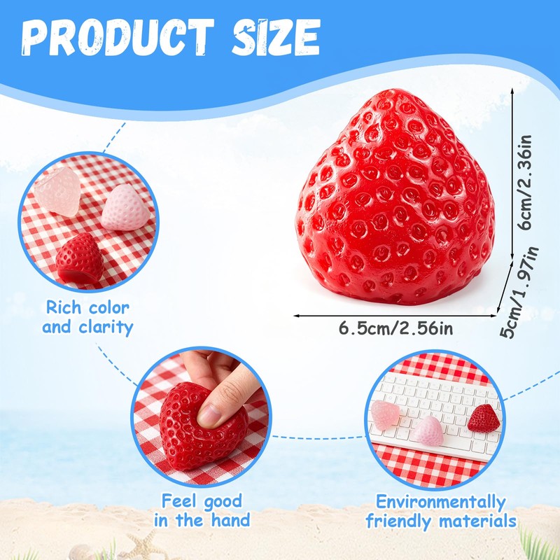 Big Strawberry Glow in The Dark Squishies, Sticky Fruit Squeeze,