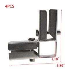 Woogim 4PCS Stainless Steel Square Tubing Connector 3 Way 90 Degree L Square Tube Fittings L Shape Chain Link Fence Clamp for 30mm Square Tube Chain Fence Guardrail End Rails Clamps