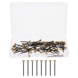 Artibetter 60pcs Hardware Nail Home Storage Improvement Copper Black Pin Frame Steel Hanger and Painting Copper-head Kit Hanging with Head for Picture Wall Brass Nails Nails: Photo