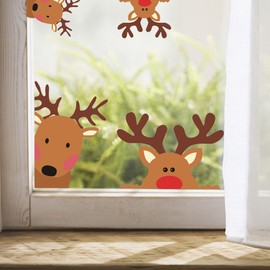 TOARTi Reindeer Window Decals, Adorable Wall Stickers for Nursery Car Decor, Lovely Christmas Home Decorations, 10 Count