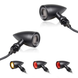 LUKFMOSTOR Universal Motorcycle Bullet Rear LED Turn Signals 12V Black Brake Taillights for Harley Sportster Iron 1200 Yamaha V Star Bobber Victory Kawasaki Chopper Suzuki LSV