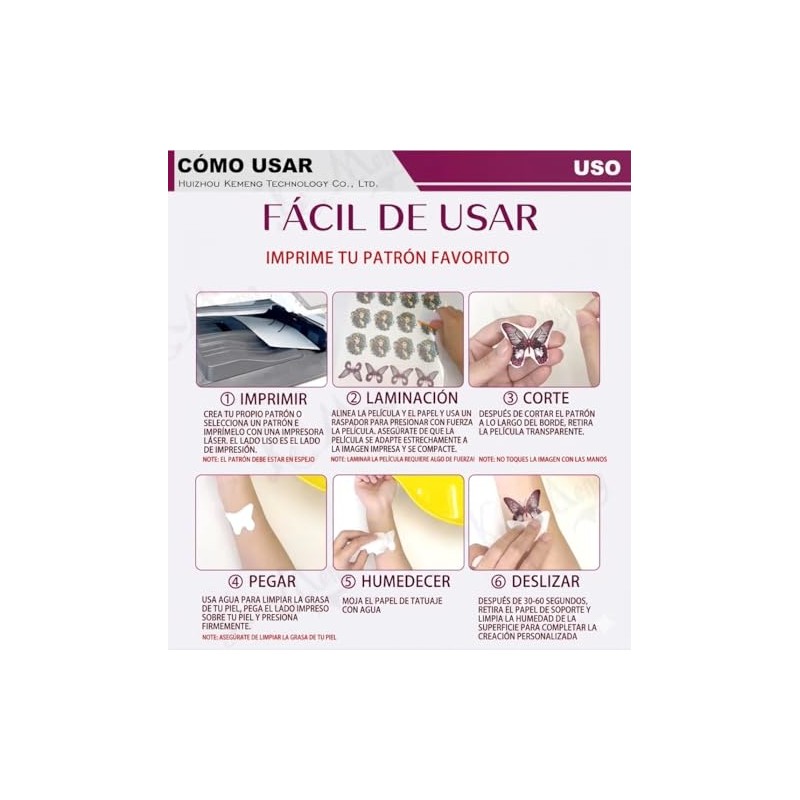 Papel para Tatuajes Temporales Láser A+B 5 Sets Carta Hojas