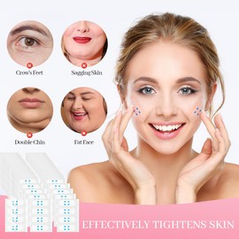 GGUFAY Pack of 80 Face Tape Face Lifting Tape Facelift Tape Face Tape Lifting Face Suitable for Tightening the Skin on the Face on the Neck and on Saggy Eyes (Transparent)