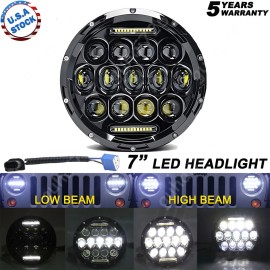 Unbranded 7'' inch 105W Round LED Headlight Hi-Lo Beam Bulb For Jeep Wrangler JK TJ LJ CJ