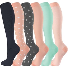 bropite Compression Socks for Women & Men-6 Pairs 20-30mmhg Support Running Nurse Travel Compression Socks