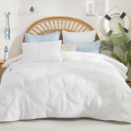 EVENHUG Coastal Quilt Sets King Size Summer Soft Lightweight Beach Bedding Set with Pillow Shams Nautical Bedspread Coverlet for All Season (White 102''x92'')