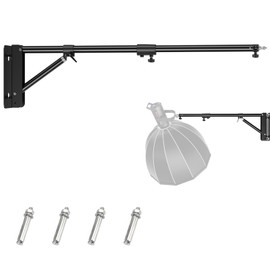 BEIYANG 51.2 Inch Ring Light Mount, Wall Mount Triangle Boom Arm for Strobe Light, Photography, Softbox, Reflector, Monolight, Adjustable Light Holder Support 180° Flexible Rotation