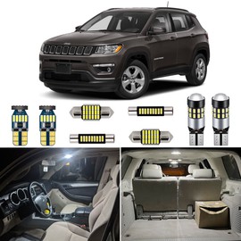 AUTOGINE 11 Piece CANBUS LED Interior Lights Kit for Jeep Compass 2017 2018 2019 2020 Super Bright 6000K White Interior LED Light Bulbs Package + Install Tool