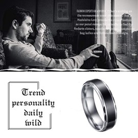 JewelryWe Stainless Steel Black Vintage Love Couple Wedding Bands Mens Ladies Ring for Engagement, Promise, Eternity (Men's Size R)