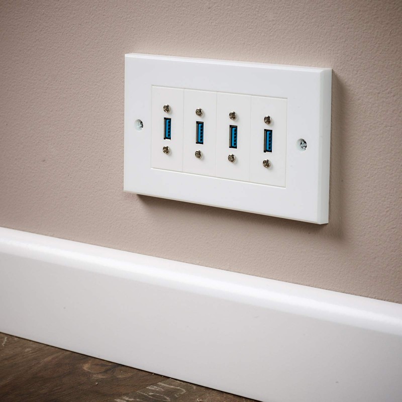 USB 3.0 Modular Faceplate/Wall Outlet (4 x USB 3.0 Port)