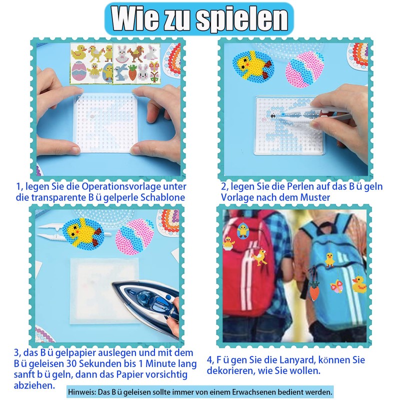 FZYESNO 3057 Pieces Ironing Beads Easter, Ironing Beads Plates Set