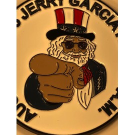 RIP Jerry Garcia Uncle Sam Point by Relix Inernational LAPEL HAT PIN Brooch Hippy Alloy Enamel Psychedelic LSD Funny Trippy quality durable strong post pinbacks new unopened in original bag novelty fun shakedown street lot pin grateful deadhead cartoons 