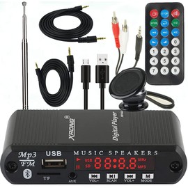 Bluetooth Audio Receiver FM Radio,MP3 Digital Player,LED 4-Digital Display,SD Card/USB Playback 3.5mm Audio Output(Black)