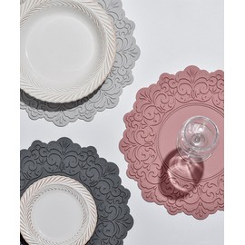 [11.8 x 11.8 inches (30 x 30 cm)] Coaster Fashionable Trivet Cute Lace Pattern Korean Like Interior Cup Accessory Vase Miscellaneous Goods Present Cafe Cute Lace Pattern Trivet Coaster (Other 2)